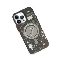 Newface iPhone 14 Pro Kılıf Fosforlu Metal Slim Magneticsafe Kapak - Siyah