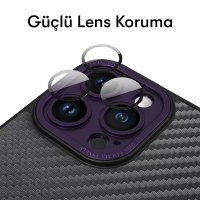 Newface iPhone 14 Pro Kılıf Harbon Magneticsafe Karbon Kapak - Derin Mor
