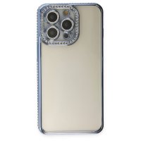 Newface iPhone 14 Pro Kılıf Joke Taşlı Silikon - Mavi