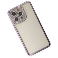 Newface iPhone 14 Pro Kılıf Joke Taşlı Silikon - Mor