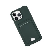 Newface iPhone 14 Pro Kılıf Kelvin Kartvizitli Silikon - Koyu Yeşil