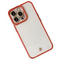 Newface iPhone 14 Pro Kılıf Liva Lens Silikon - Kırmızı