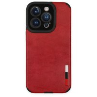 Newface iPhone 14 Pro Kılıf Loop Deri Silikon - Kırmızı