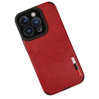 Newface iPhone 14 Pro Kılıf Loop Deri Silikon - Kırmızı
