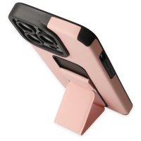 Newface iPhone 14 Pro Kılıf Mega Standlı Silikon - Pudra