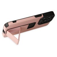 Newface iPhone 14 Pro Kılıf Mega Standlı Silikon - Pudra