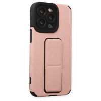 Newface iPhone 14 Pro Kılıf Mega Standlı Silikon - Pudra