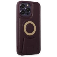 Newface iPhone 14 Pro Kılıf Merkür Magneticsafe Standlı Kapak - Derin Mor