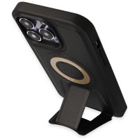 Newface iPhone 14 Pro Kılıf Merkür Magneticsafe Standlı Kapak - Siyah