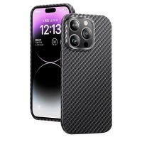 Newface iPhone 14 Pro Kılıf Metalik Karbon Kapak - Siyah