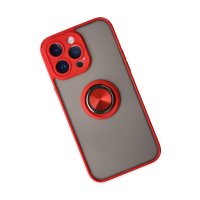 Newface iPhone 14 Pro Kılıf Montreal Yüzüklü Silikon Kapak - Kırmızı