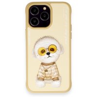 Newface iPhone 14 Pro Kılıf Nimmy Glass Desenli Kapak - Gold