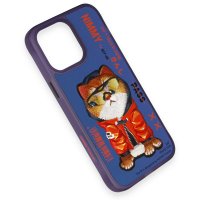 Newface iPhone 14 Pro Kılıf Nimmy Glass Desenli Kapak - Mavi