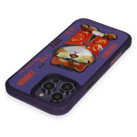 Newface iPhone 14 Pro Kılıf Nimmy Glass Desenli Kapak - Mavi