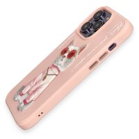 Newface iPhone 14 Pro Kılıf Nimmy Glass Desenli Kapak - Pembe