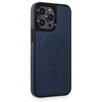 Newface iPhone 14 Pro Kılıf Ozzi Magsafe Deri Kapak - Lacivert