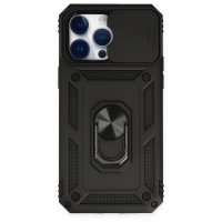 Newface iPhone 14 Pro Kılıf Pars Lens Yüzüklü Silikon - Siyah