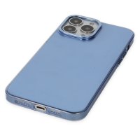 Newface iPhone 14 Pro Max Kılıf Anka PC Sert Metal Kapak - Mavi