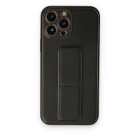 Newface iPhone 14 Pro Max Kılıf Coco Deri Standlı Kapak - Siyah