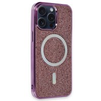Newface iPhone 14 Pro Max Kılıf Diamond Magsafe Kapak - Derin Mor