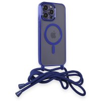 Newface iPhone 14 Pro Max Kılıf Divo Lazer Askılı Magsafe Kapak - Mavi