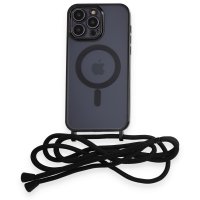 Newface iPhone 14 Pro Max Kılıf Divo Lazer Askılı Magsafe Kapak - Siyah