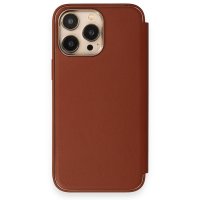 Newface iPhone 14 Pro Max Kılıf Dolpin Kapaklı - Kahverengi