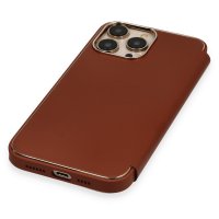 Newface iPhone 14 Pro Max Kılıf Dolpin Kapaklı - Kahverengi