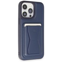 HDD iPhone 14 Pro Max Kılıf HD Deri Luxury Magnet Kartvizitli Kapak - Lacivert