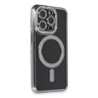 Newface iPhone 14 Pro Max Kılıf Joke Simli Magneticsafe Kılıf - Gri