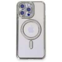 Newface iPhone 14 Pro Max Kılıf Joke Simli Magneticsafe Kılıf - Gümüş