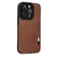 Newface iPhone 14 Pro Max Kılıf Loop Deri Silikon - Kahverengi