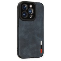 Newface iPhone 14 Pro Max Kılıf Loop Deri Silikon - Lacivert