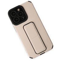 Newface iPhone 14 Pro Max Kılıf Mega Standlı Silikon - Gold