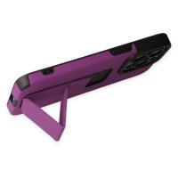 Newface iPhone 14 Pro Max Kılıf Mega Standlı Silikon - Mor