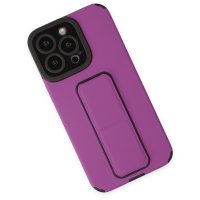 Newface iPhone 14 Pro Max Kılıf Mega Standlı Silikon - Mor