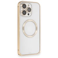 Joko iPhone 14 Pro Max Kılıf Metal Bumper Magneticsafe Kapak - Gold