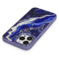 Newface iPhone 14 Pro Max Kılıf Moda Simli Kapak - Mavi