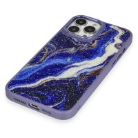 Newface iPhone 14 Pro Max Kılıf Moda Simli Kapak - Mavi