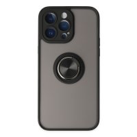 Newface iPhone 14 Pro Max Kılıf Montreal Yüzüklü Silikon Kapak - Siyah