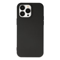 Newface iPhone 14 Pro Max Kılıf Nano içi Kadife Silikon - Siyah