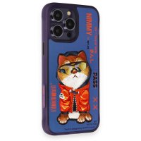 Newface iPhone 14 Pro Max Kılıf Nimmy Glass Desenli Kapak - Mavi