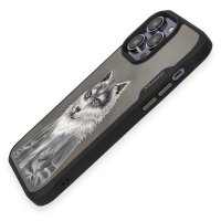 Newface iPhone 14 Pro Max Kılıf Nimmy Nakış Desenli Kapak - Gri