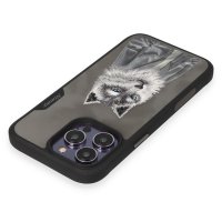 Newface iPhone 14 Pro Max Kılıf Nimmy Nakış Desenli Kapak - Gri