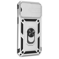 Newface iPhone 14 Pro Max Kılıf Pars Lens Yüzüklü Silikon - Gümüş