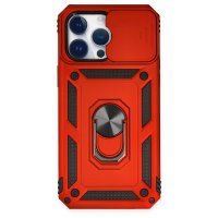 Newface iPhone 14 Pro Max Kılıf Pars Lens Yüzüklü Silikon - Kırmızı