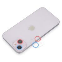 Newface iPhone 14 Renkli Kamera Lens Koruma Cam - Pembe-Mavi