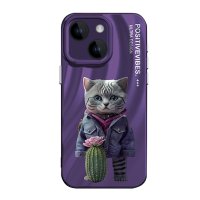 Newface iPhone 15 Kılıf Crew Desenli Kapak - Kedi