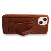 HDD iPhone 15 Kılıf HD Deri Kartvizitli Kapak - Kahverengi