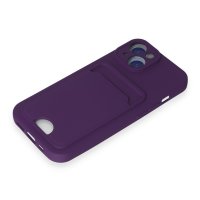 Newface iPhone 15 Kılıf Kelvin Kartvizitli Silikon - Derin Mor